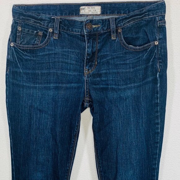 Free People Skinny Jeans High Rise Size 6 Stretchy Dark Wash Ankle Classic Blue - Picture 4 of 11